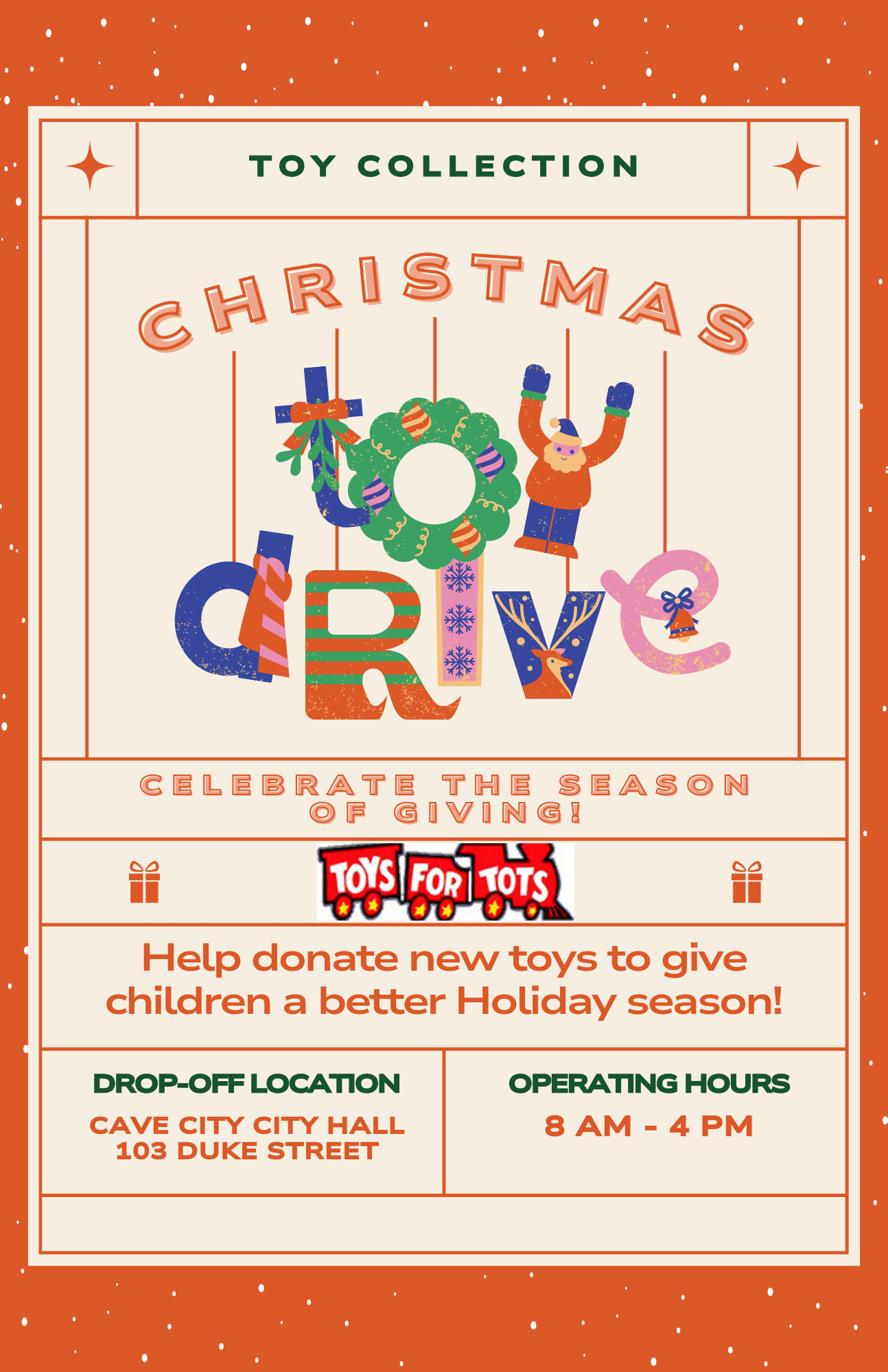 Orange and Green Organic Illustrative Christmas Toy Drive Flyer.png